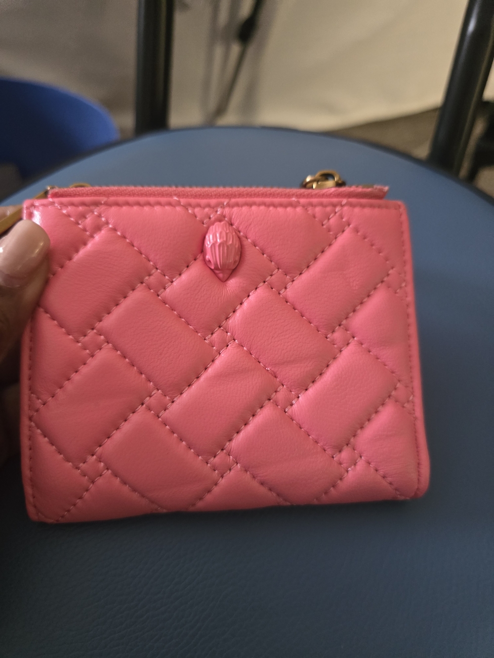 Kurt Geiger Quilted Pink Mini Crossbody Wallet